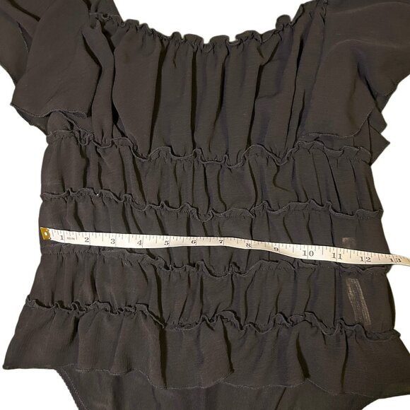 Free People Intimately Black Ruffle Bodysuit – Size M - Picture 5 of 7